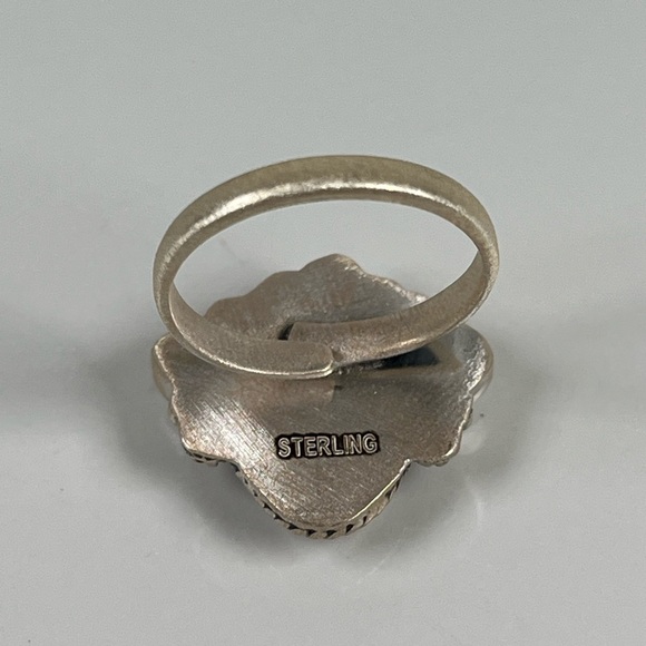 925 Solid Sterling Silver Wild Horse Magnesite Cow Gemstone Ring Size 7.75 - Picture 4 of 8